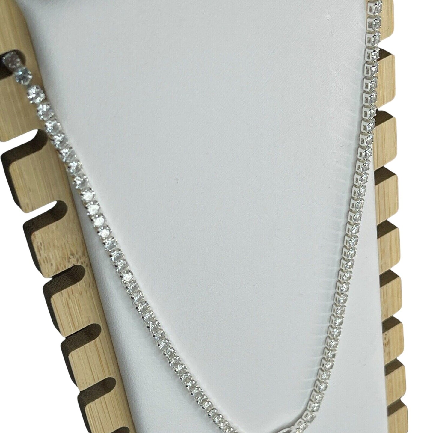 Anne Klein Silver Tone CZ Tennis Necklace Stunning Shiny Glitz Elegant Statement