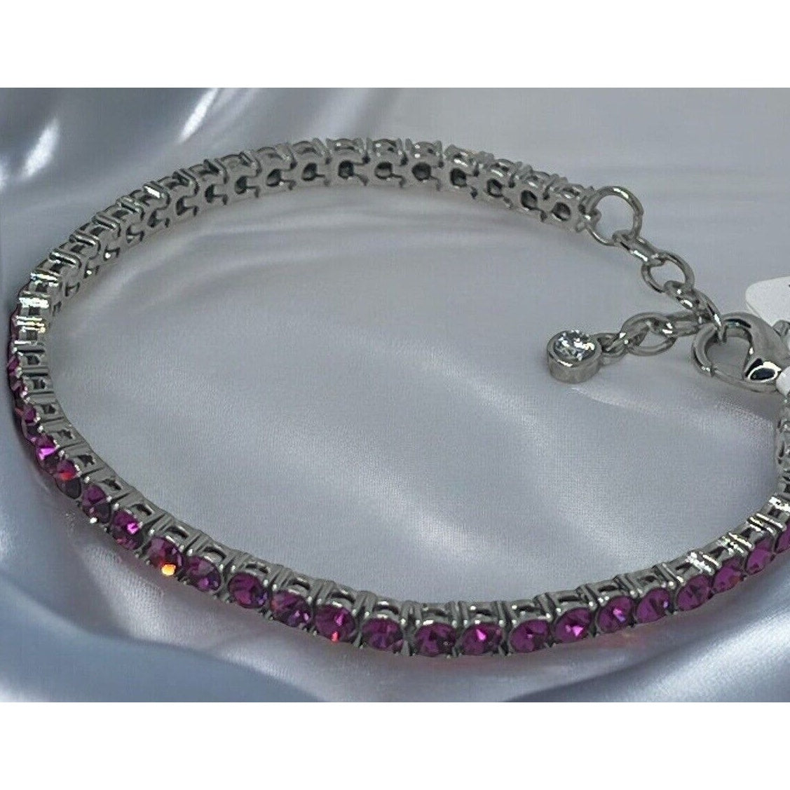 Silver Tone Crystal Flex Tennis Bracelet Fashion Stylish Trendy Shiny Chic NWT