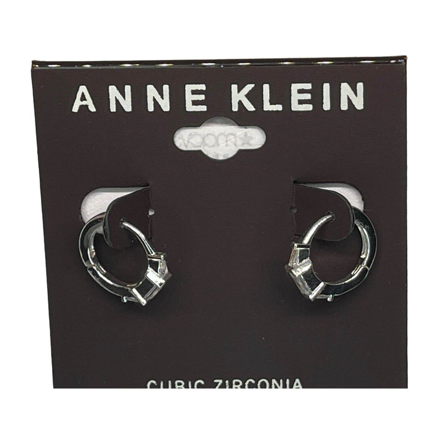 Anne Klein Silver Tone CZ Hoop Earrings Chic Stylish Shiny Fashion Stunning NWT