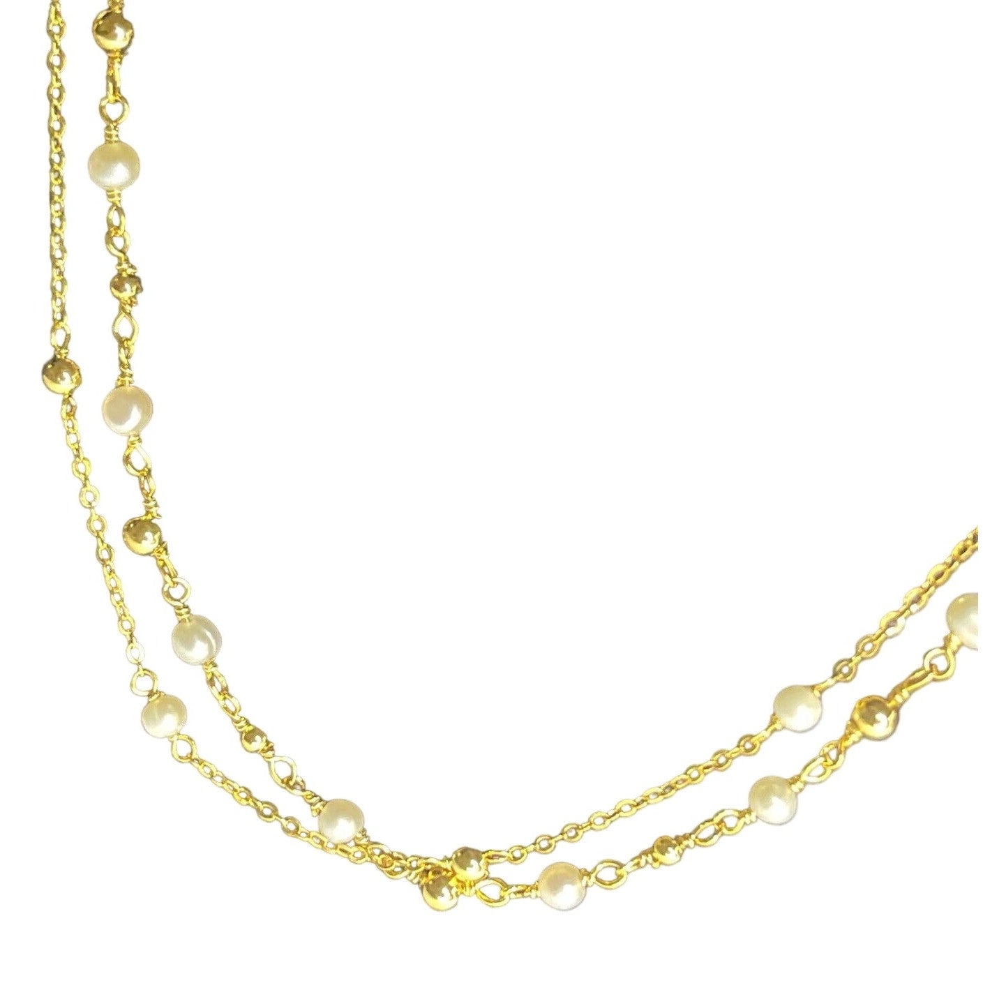 Pearl (3mm) 18K Gold Vermeil Necklace Layered Luxury Stylish Chic Trendy Fashion