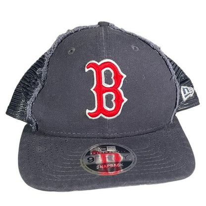 Boston Redsox Ripped Snapback Trucker Hat New Era B Logo MLB Baseball Ballcap