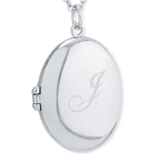 Sterling Silver 'J' Initial Locket Pendant Necklace Dainty Fashion Style Luxury