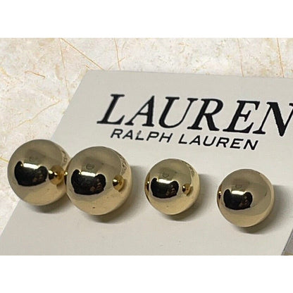 Ralph Lauren Gold Tone Ball Earrings (2pc Set) Fashion Shiny Chic Trendy Stylish