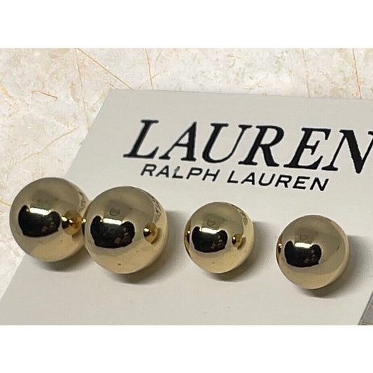 Ralph Lauren Gold Tone Ball Earrings (2pc Set) Fashion Shiny Chic Trendy Stylish