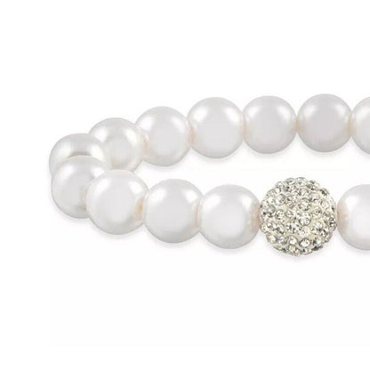 Faux Pearl Crystal Stretch Bracelet Elegant Fashion Stylish Stunning Intricate