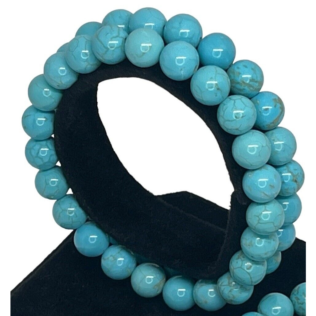 Faux Turquoise Bead Bracelet (3pc Set) Stacking Stylish Chic Trendy Fashion NWT