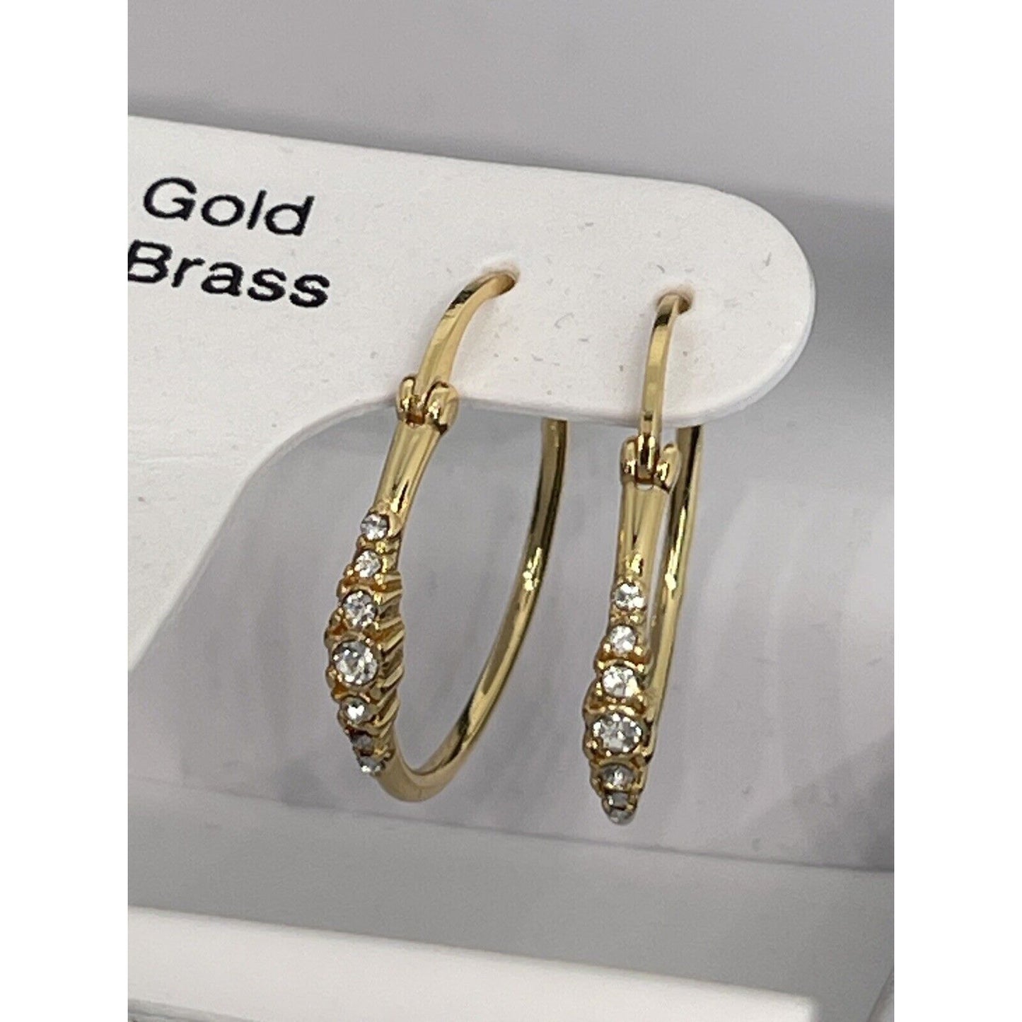 18K Gold Plate Crystal Hoop Earrings (2pc Set) Chic Fashion Trendy Stylish Vday