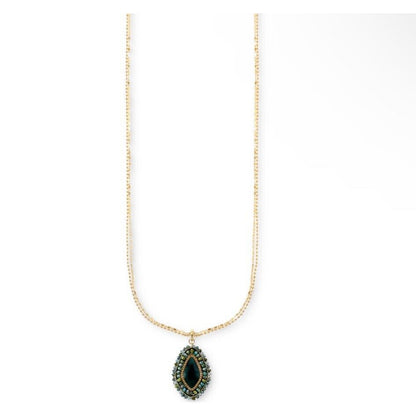 Gold Tone Necklace Beaded Crystal Chain 36" Statement Elegant Stunning Chic NWT
