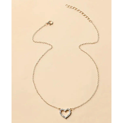 18K Gold Plate Crystal Heart Charm Necklace Chic Trendy Stylish Fashion Vday NWT