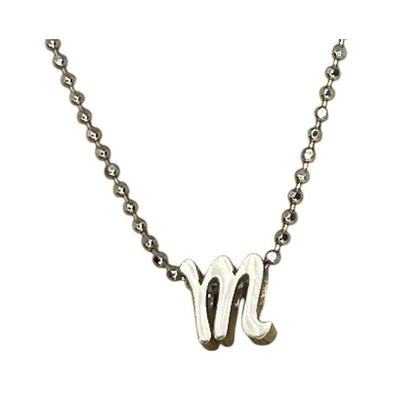 Alex Woo Sterling Silver ‘M’ Initial Pendant Necklace NY Designer Luxury Fashion