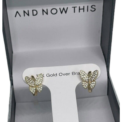 18K Gold Plate Butterfly Earrings Chic Stylish Fashion Intricate Stunning NWT