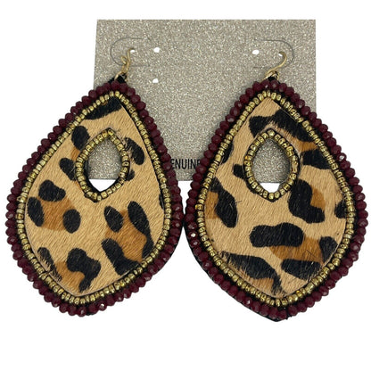 Natasha Gold Tone Animal Print Drop Earrings Chic Style Elegant Fashion Trendy