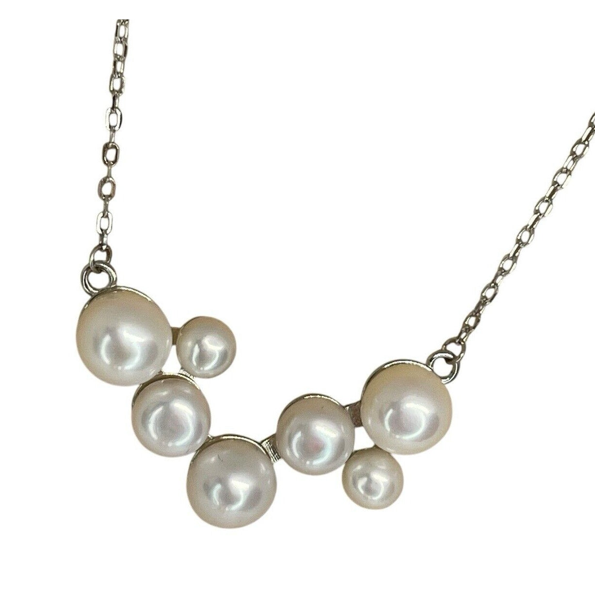 Pearl Cluster (4-8mm) Sterling Silver Necklace Luxury Fashion Chic Trendy Style