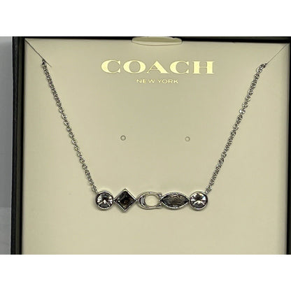 Coach Silver Tone Swarovski Crystal Necklace Stunning Chic Designer Elegant NWT