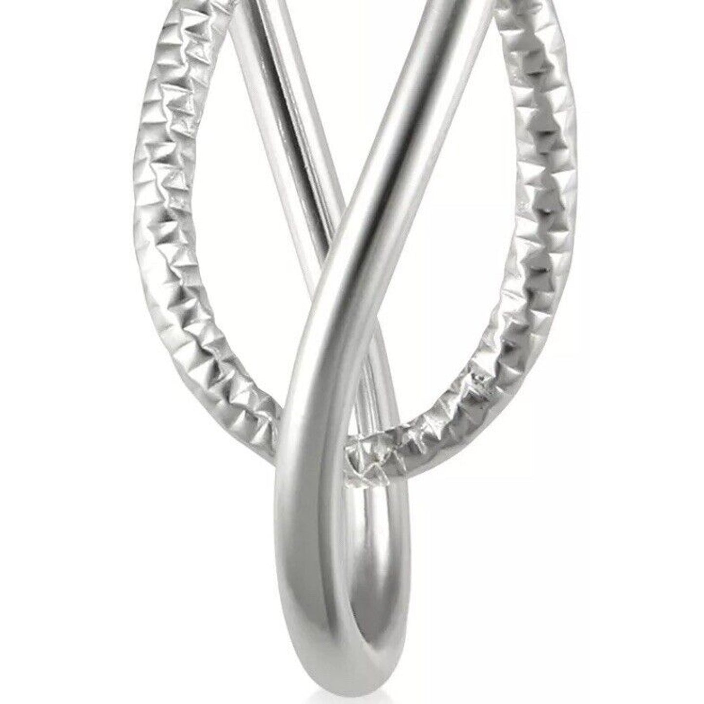 Sterling Silver Textured Twist Hoop Earrings Chic Trendy Fashion Intricate Style