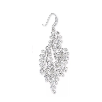 Silver Tone Crystal Garland Earrings Winter Fashion Floral Elegant Stylish NWT