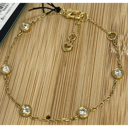 Kate Spade Gold Plated Crystal Station Bracelet CZ Chic Stunning Trendy Fashion