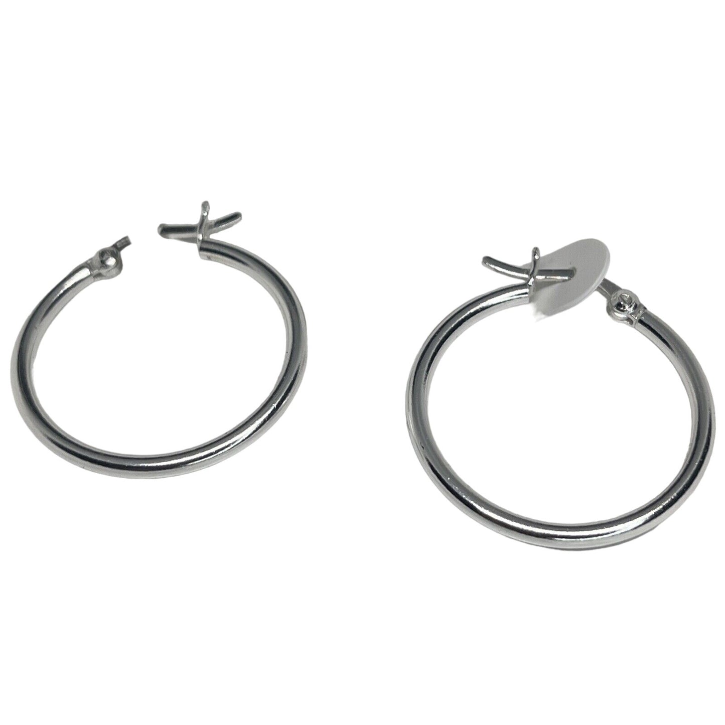 Sterling Silver Medium Hoop Earrings Chic Stylish Fashion Trendy Everyday Wear