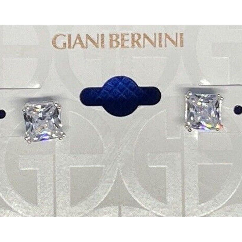 Sterling Silver Solitaire CZ Stud Earrings Chic Glitz Fashion Trendy Stylish NWT