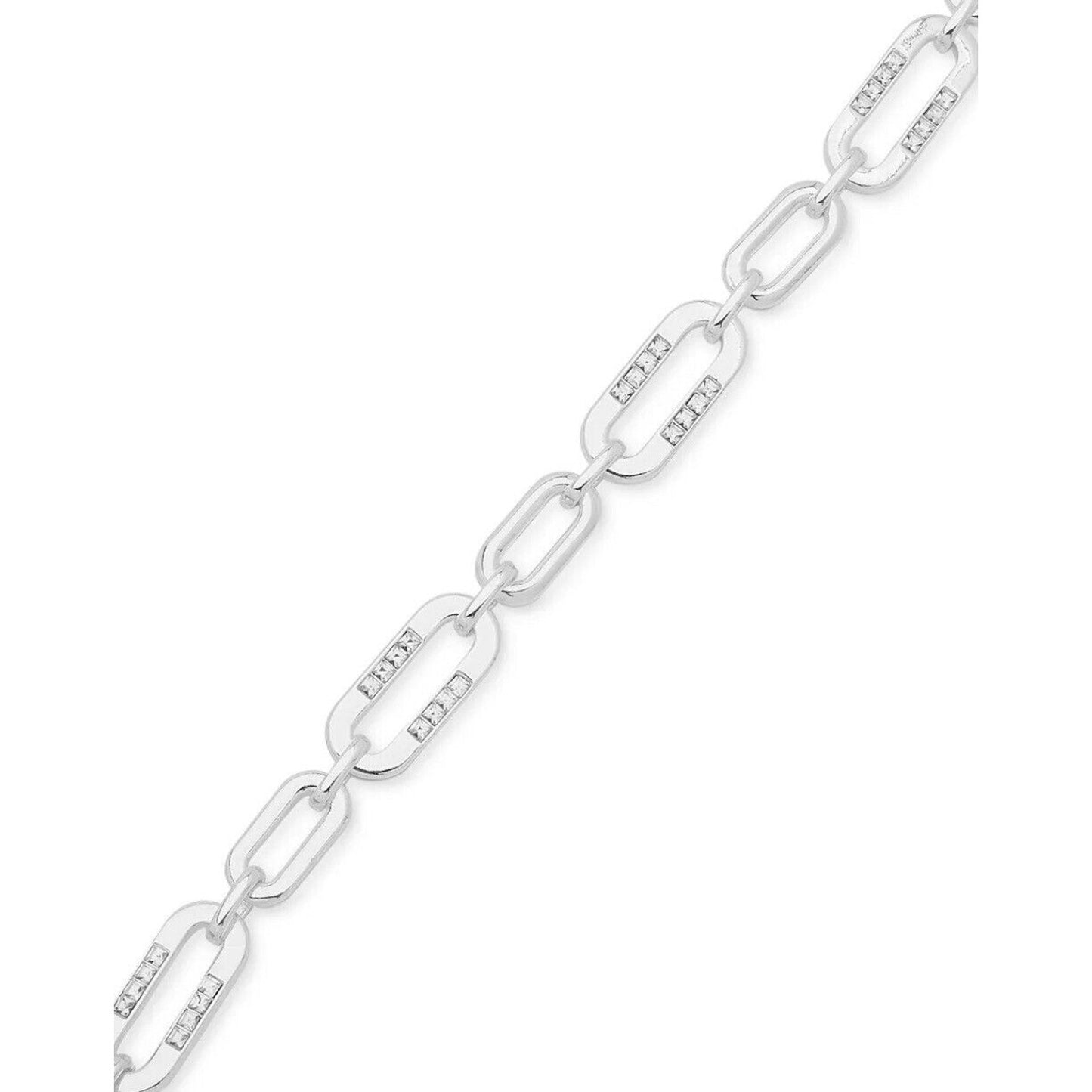 Anne Klein Silver Tone Crystal Chain Link Bracelet Style Chic Trendy Shiny NWT