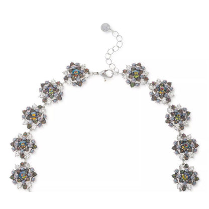 Silver Tone Crystal Cluster Necklace Stunning Intricate Chic Fashion Stylish NWT