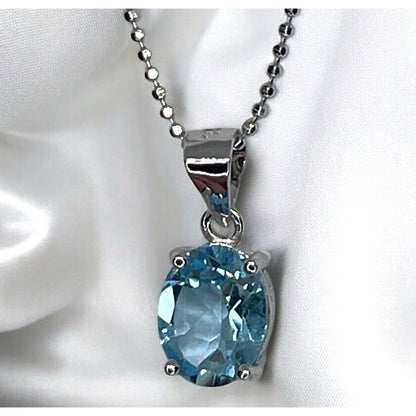 LUXY Gems Natural Blue Topaz Sterling Silver Beaded Necklace (2.2 cts.) Luxury