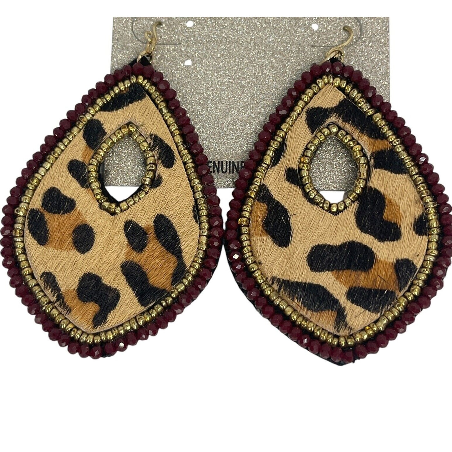 Natasha Gold Tone Animal Print Drop Earrings Chic Style Elegant Fashion Trendy