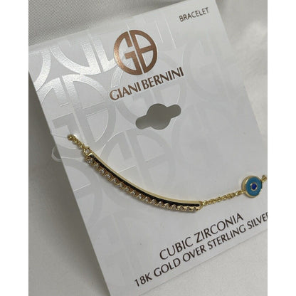 18K Gold Vermeil Evil Eye CZ Bracelet Stylish Trendy Fashion Intricate Shiny NWT