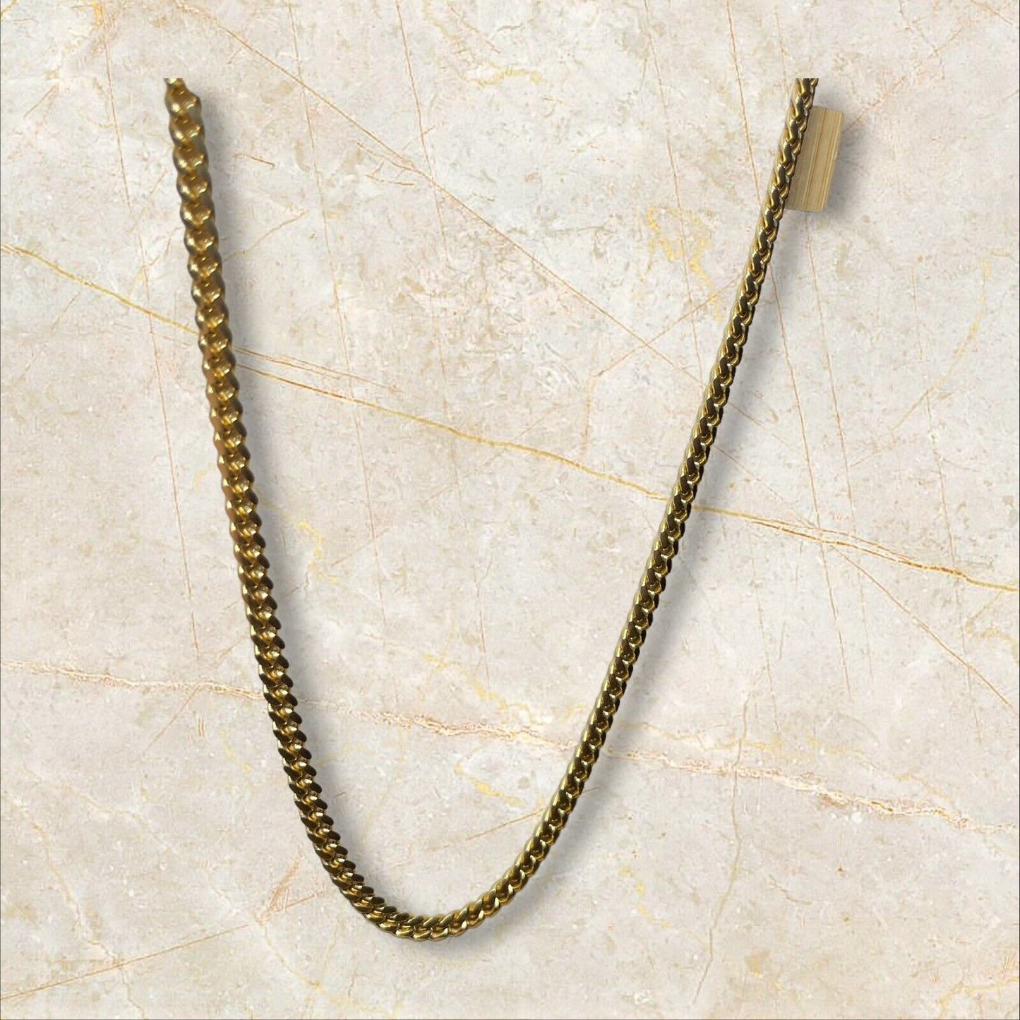 THICK 18K Gold Over Sterling Silver Chain Necklace Curb 24” Style Fashion