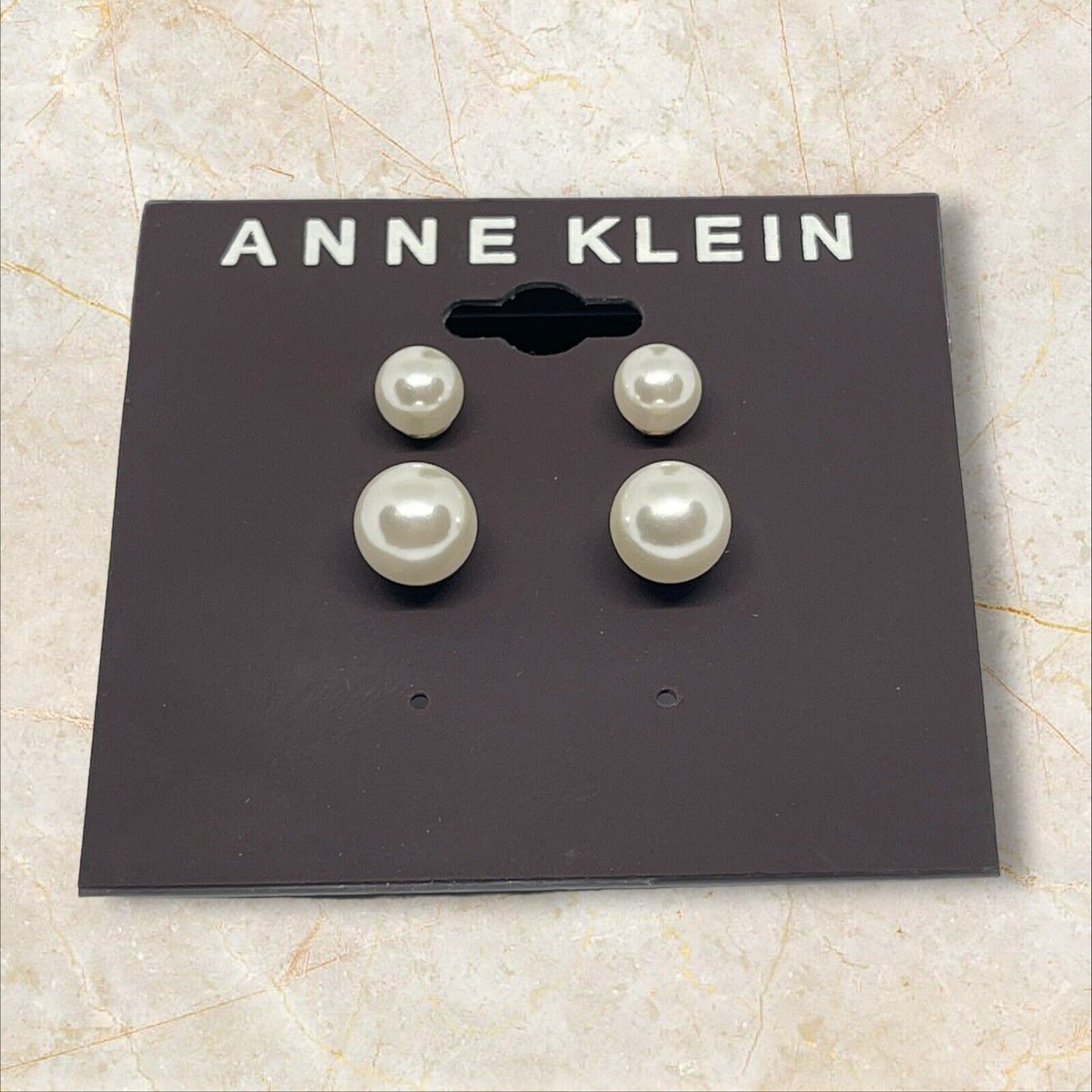 Anne Klein Gold Tone Faux Pearl Earrings (2pc Set) Elegant Fashion Stunning Chic