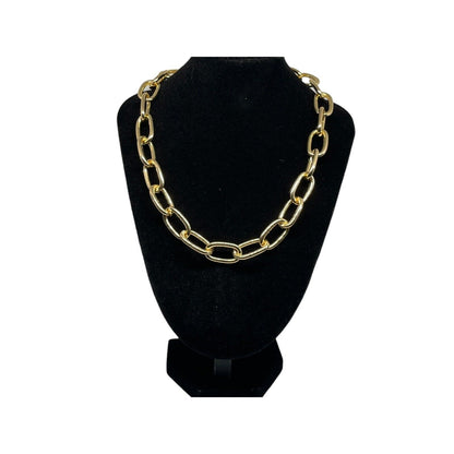 18K Gold Plated Wide Chain Necklace Statement Chic Trendy Fashion Stunning Bling