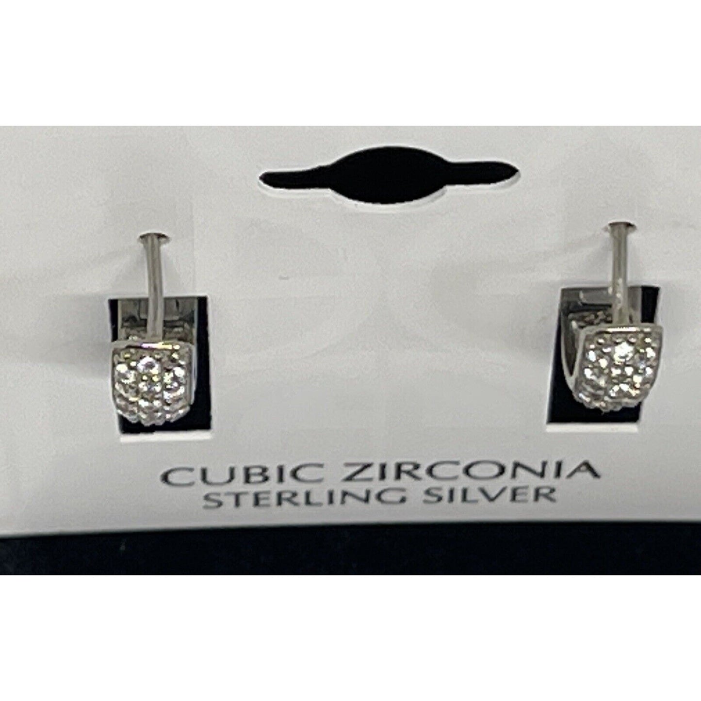 Sterling Silver CZ Huggie Hoop Earrings Stunning Chic Stylish Fashion Shiny NWT