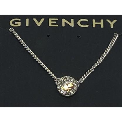 Givenchy Silver Plate CZ Necklace Stunning Luxury Chic Designer Elegant Stylish