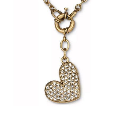 Patricia Nash Gold Tone Crystal Heart Pendant Necklace Stylish Fashion Chic Vday