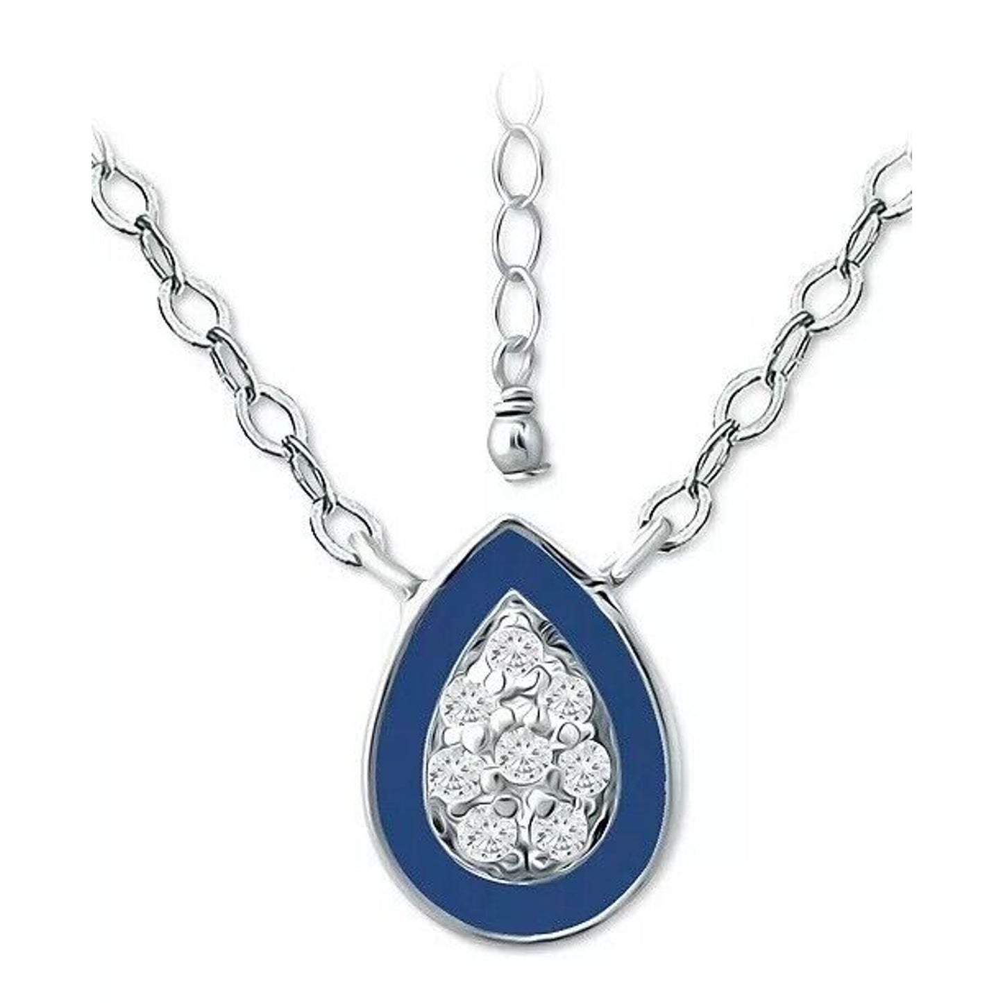 Sterling Silver CZ Teardrop Pendant Necklace Fashion Stylish Trendy Chic Dainty