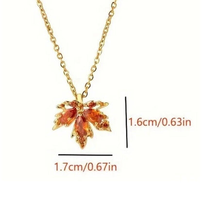 18K Gold Plate Maple Leaf Pendant Necklace Chic Floral Style Fashion Style NWT