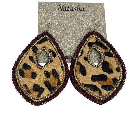 Natasha Gold Tone Animal Print Drop Earrings Chic Style Elegant Fashion Trendy