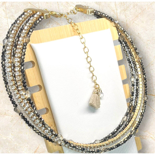 Lonna & Lilly Gold Tone Crystal Tennis Necklace Beaded Layered Chic Trendy Style