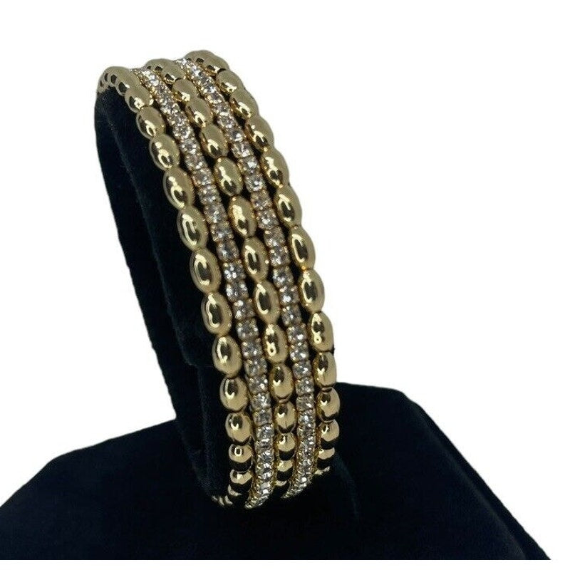 Anne Klein Gold Tone Crystal Cuff Bracelet Stylish Fashion Trendy Chic Cocktail