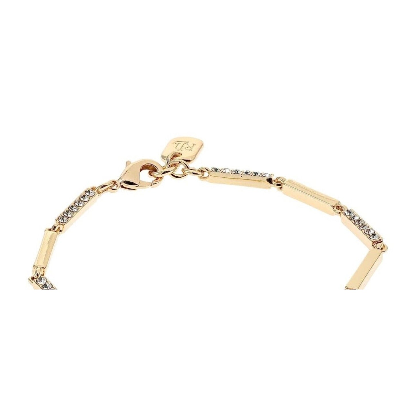 Ralph Lauren Gold Tone Crystal Bracelet Bar Style Chic Trendy Fashion Shiny NWT