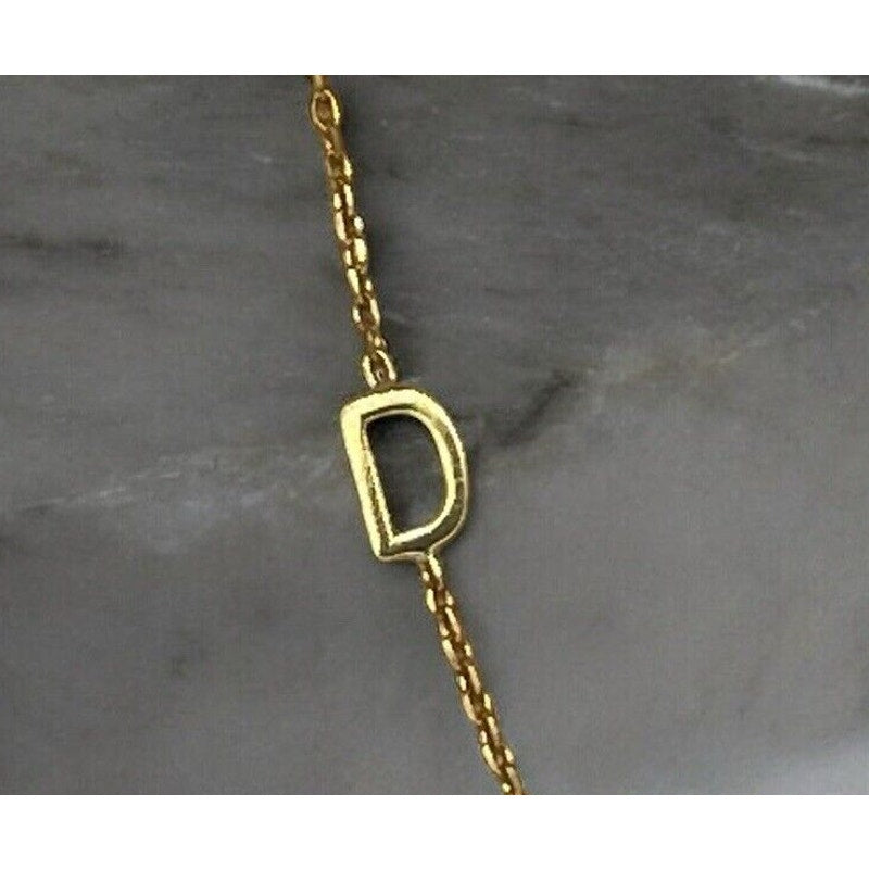 14K Gold Vermeil ‘D’ Sideways Initial Necklace Fashion Style Chic Dainty Trendy