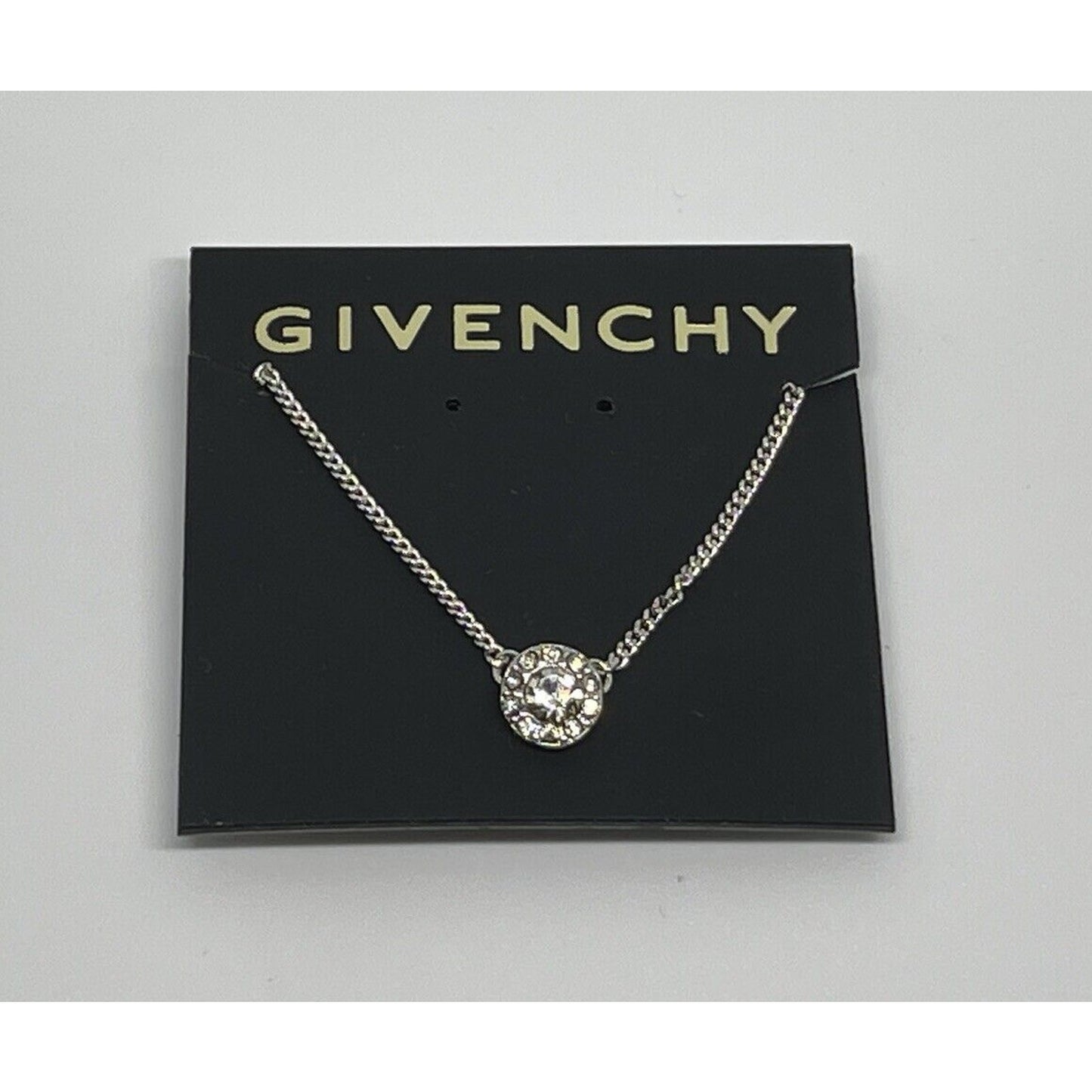 Givenchy Silver Plate CZ Necklace Stunning Luxury Chic Designer Elegant Stylish