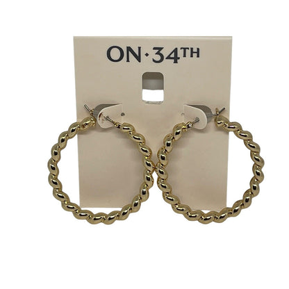 Gold Tone Twisted Hoop Earrings Stunning Trendy Chic Shiny Stylish Fashion NWT