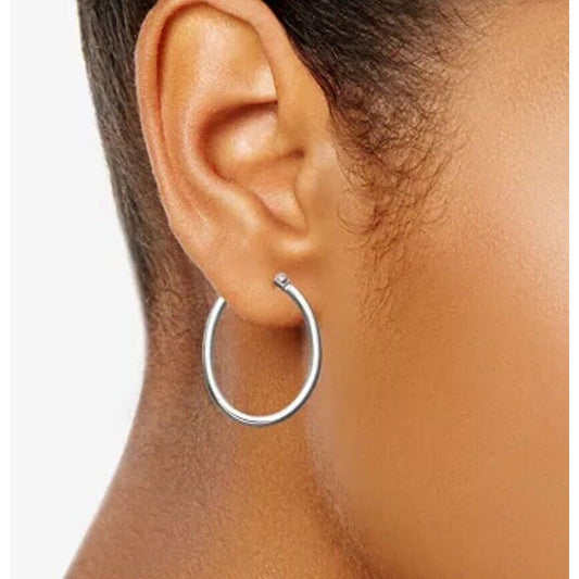 Sterling Silver Oval Hoop Earrings Chic Stylish Everyday Wear Minimal Trendy NWT