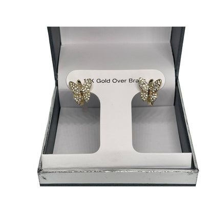 18K Gold Plate Butterfly Earrings Chic Stylish Fashion Intricate Stunning NWT