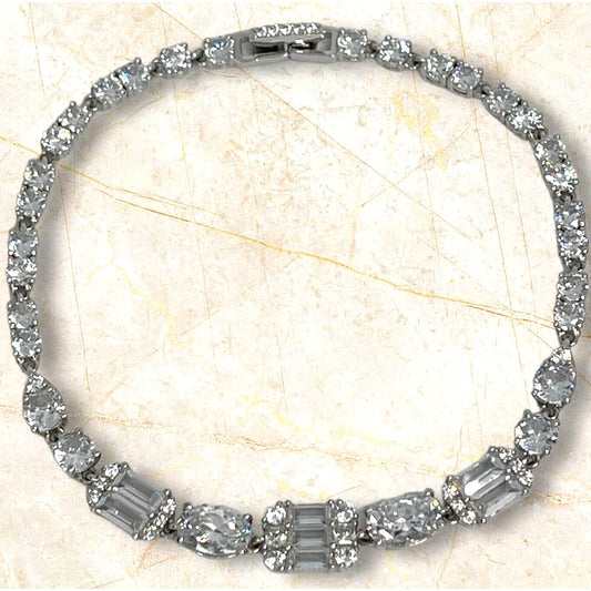 Eliot Danori Silver Tone CZ Tennis Bracelet Luxury Designer Fashion Style Trendy