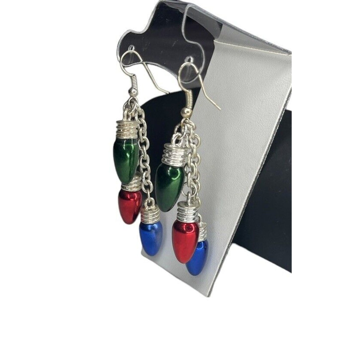 Silver Tone Xmas Ornament Drop Earrings Christmas Holiday Chic Elegant Fashion