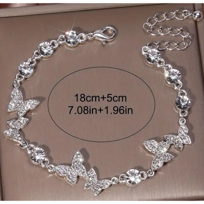 Silver Tone Crystal Butterfly Bracelet Fashion Stylish Chic Stunning Elegant NWT