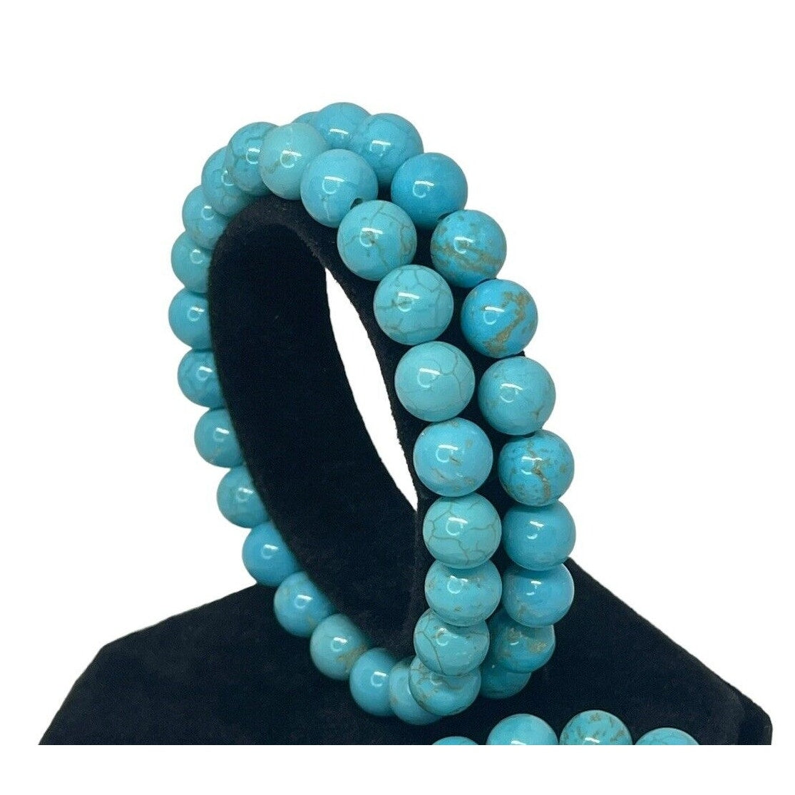 Faux Turquoise Bead Bracelet (3pc Set) Stacking Stylish Chic Trendy Fashion NWT