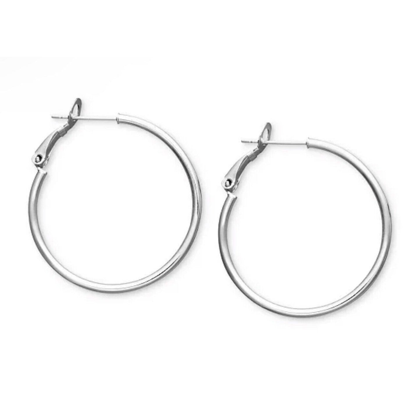 Sterling Silver Hoop Earrings Fashion Minimal Stylish Shiny Trendy Everyday Wear